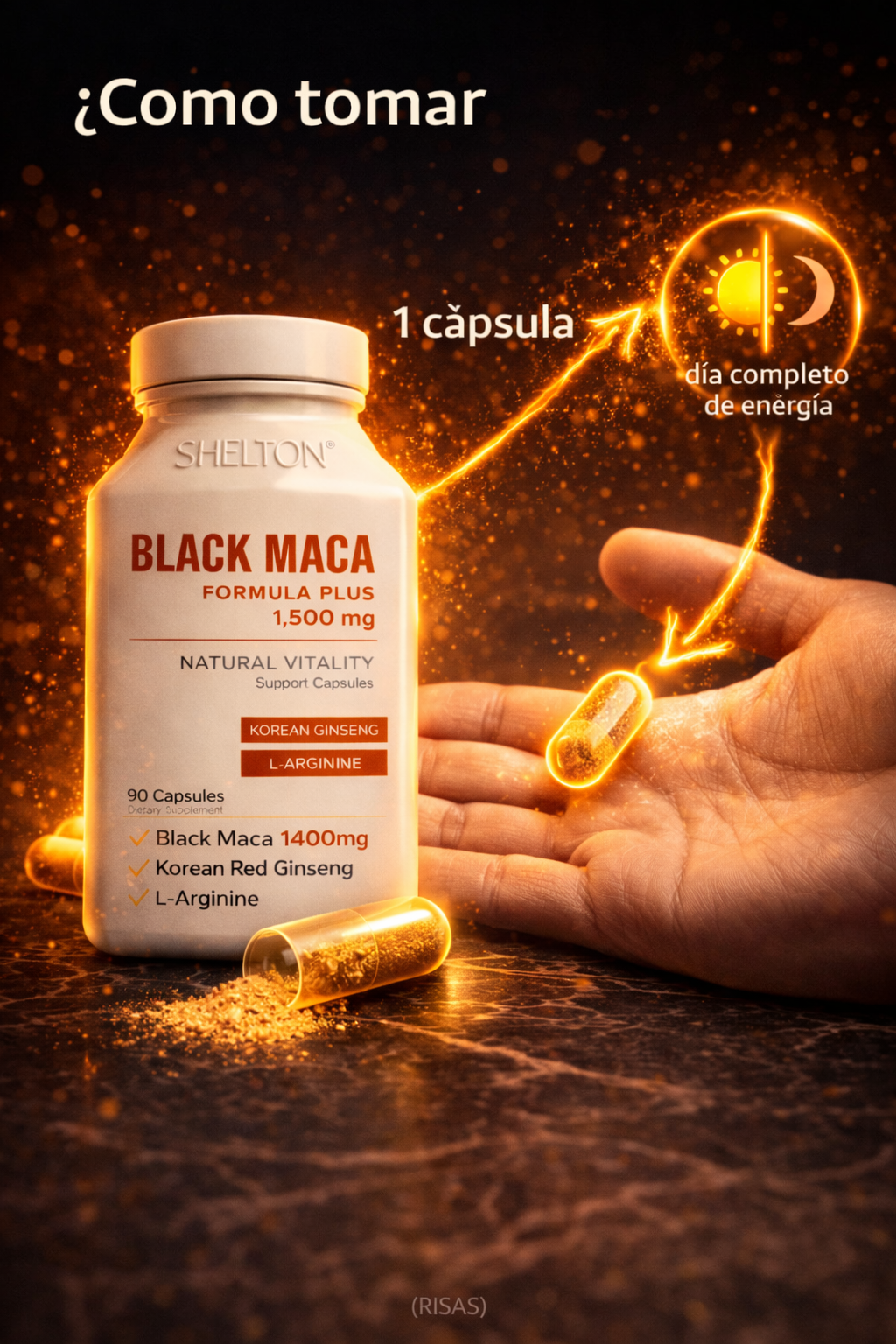 💪 Maca Negra Shelton 1500 mg (90 Capsulas) - Recupera tu Energía y Potencia Natural